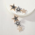 Shiny Rhinestone Three Layer Star Long Drop Earrings For Women Vintage Elegant Party Prom Jewelry Accessories