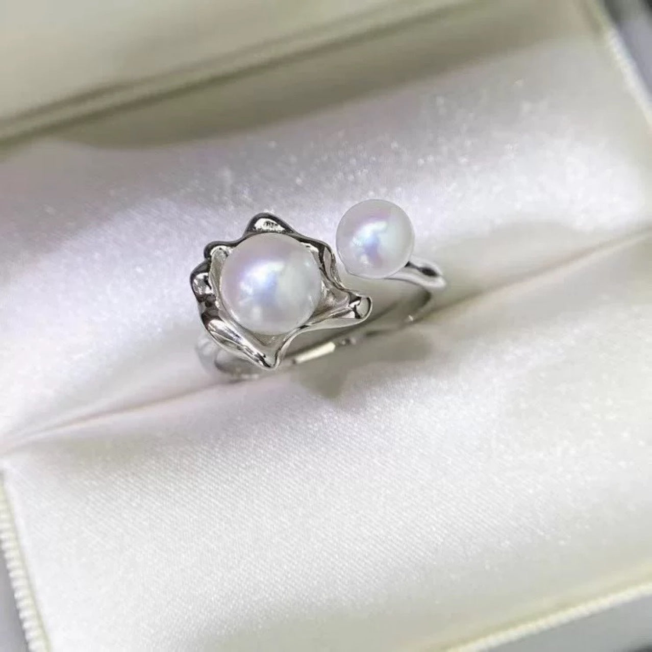 Double-pearl Natural Freshwater Pearl Ring For Women