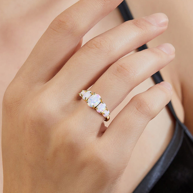 Cross-border European And American Fashion Opal Ring