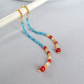Removable Tassel Necklace With Apatite And Red Agate Beads
