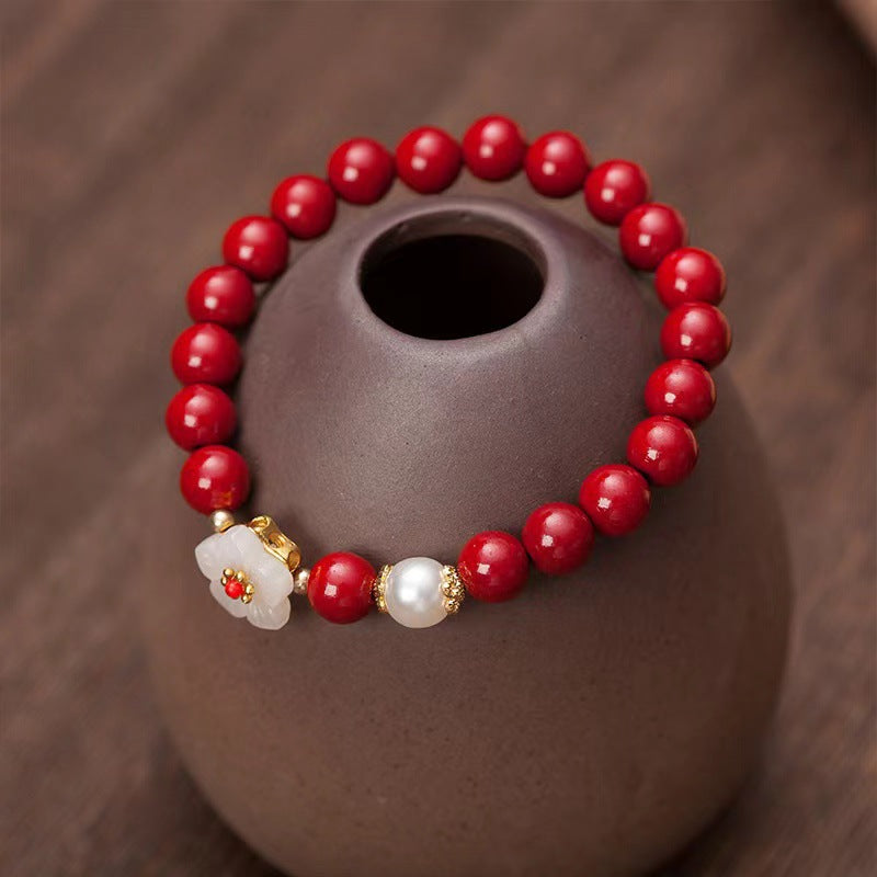 Cinnabar Peach Blossom Bracelet For Women Light Luxury Jewelry