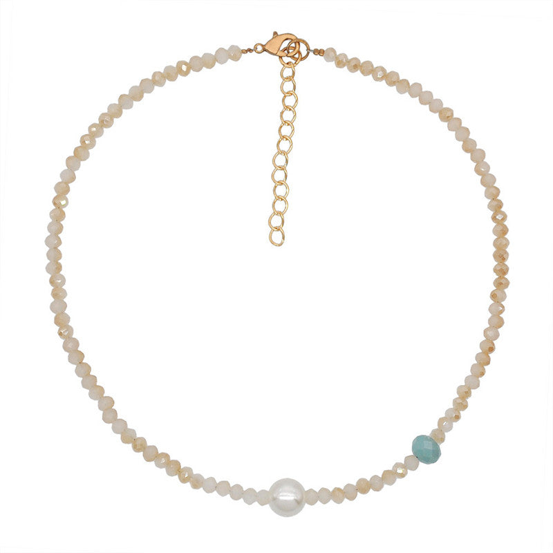 Turquoise Pearl Clavicle Chain Handmade Beaded Jewelry