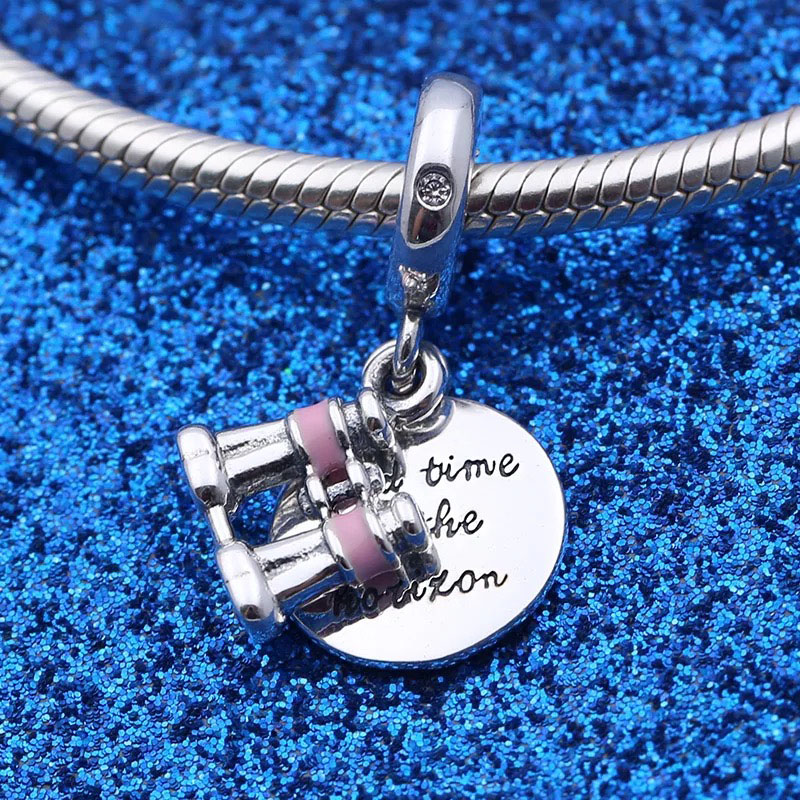 Free shipping christmas gift BINOCULARS Wild Stripes key DIY bead Fit original Charms silver 925 Bracelet for women P014