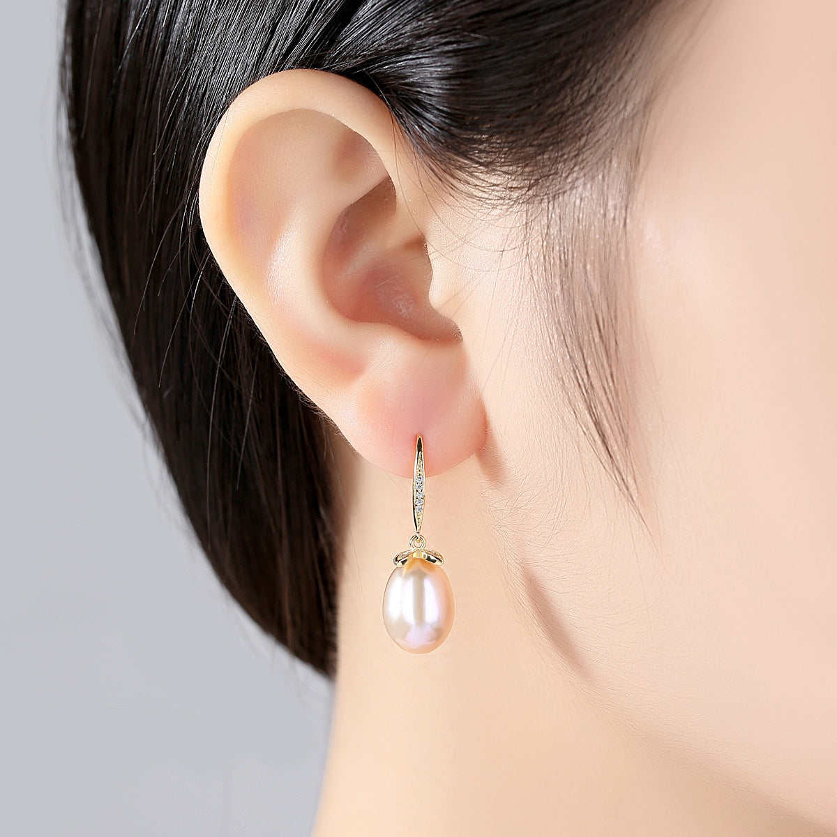 S925 Silver 18K Gold Plated Freshwater Pearl Earrings
