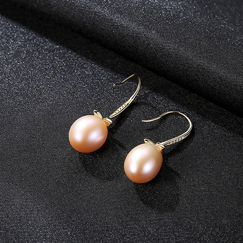 S925 Silver 18K Gold Plated Freshwater Pearl Earrings