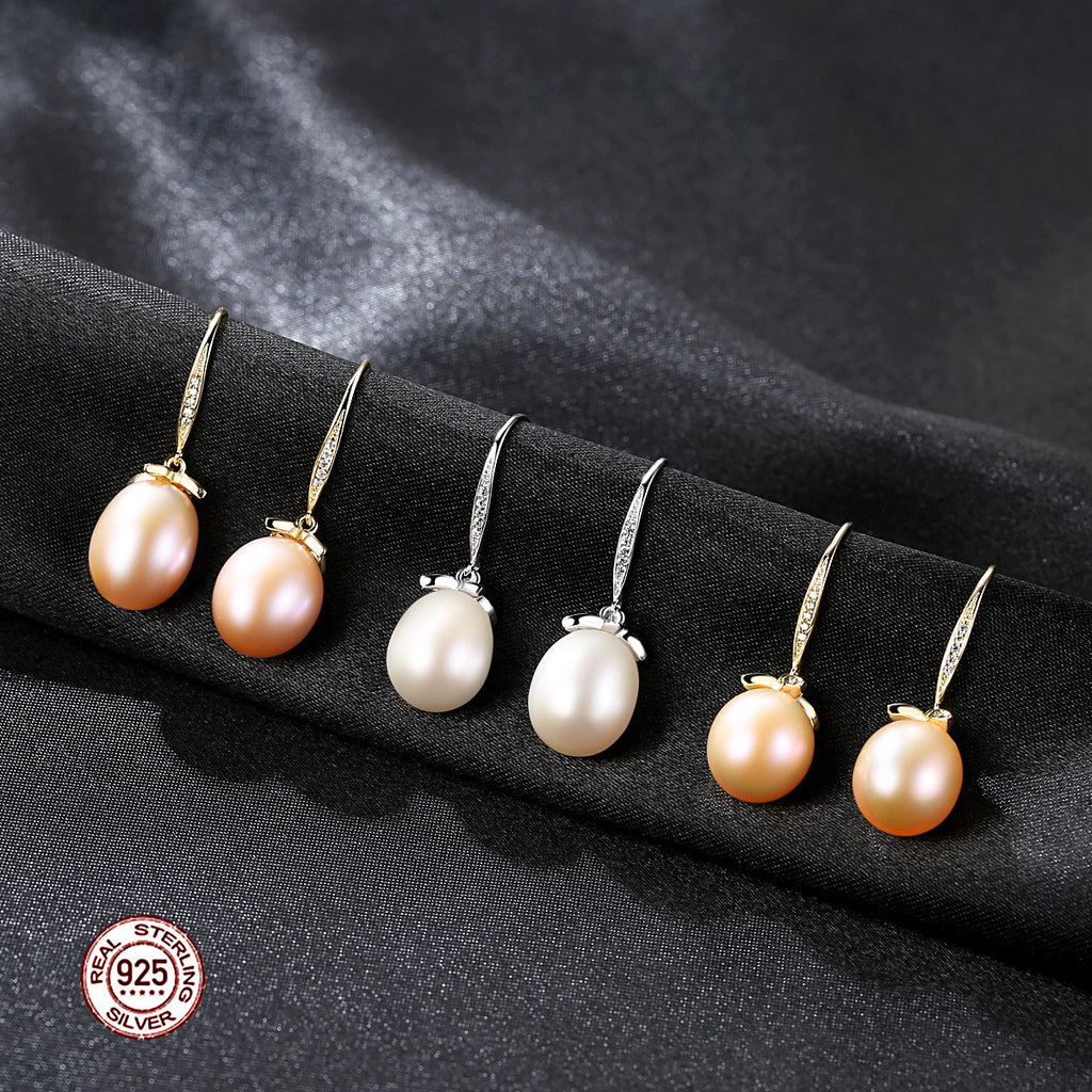 S925 Silver 18K Gold Plated Freshwater Pearl Earrings