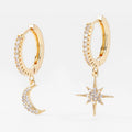 Fashion Star Moon Asymmetric Earrings