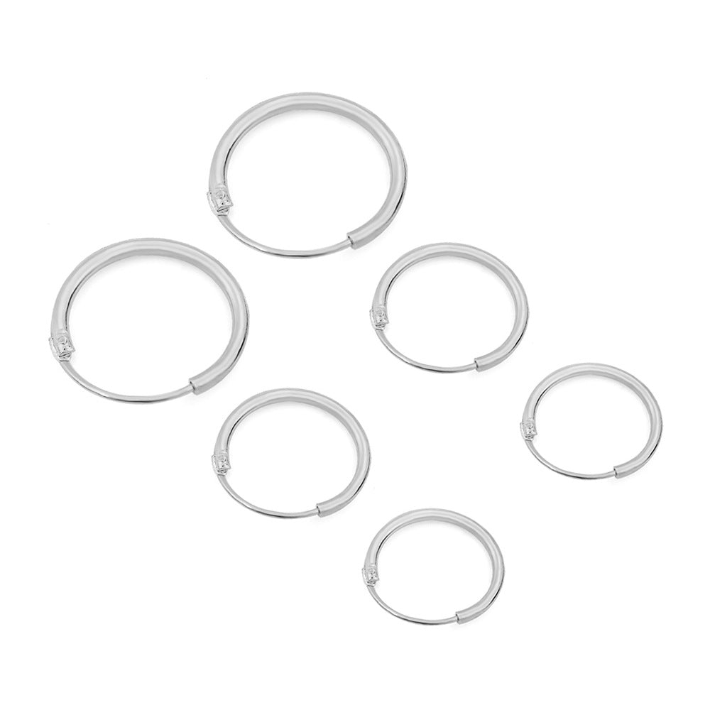 Vintage Glossy Geometry Round Circle Black Gold Silver Color Earrings for Women Kolczyki Damskie Hoop Earring Pendientes Mujer