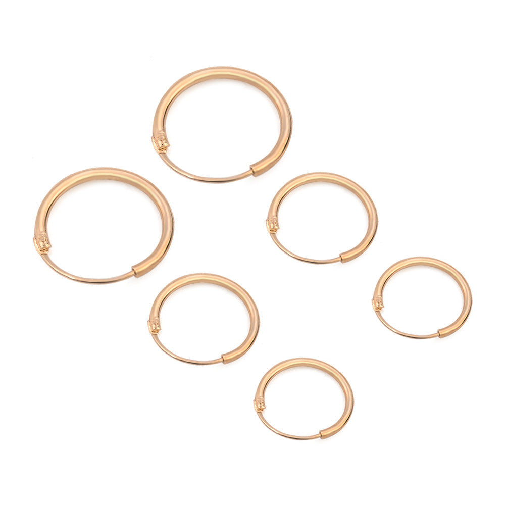 Vintage Glossy Geometry Round Circle Black Gold Silver Color Earrings for Women Kolczyki Damskie Hoop Earring Pendientes Mujer