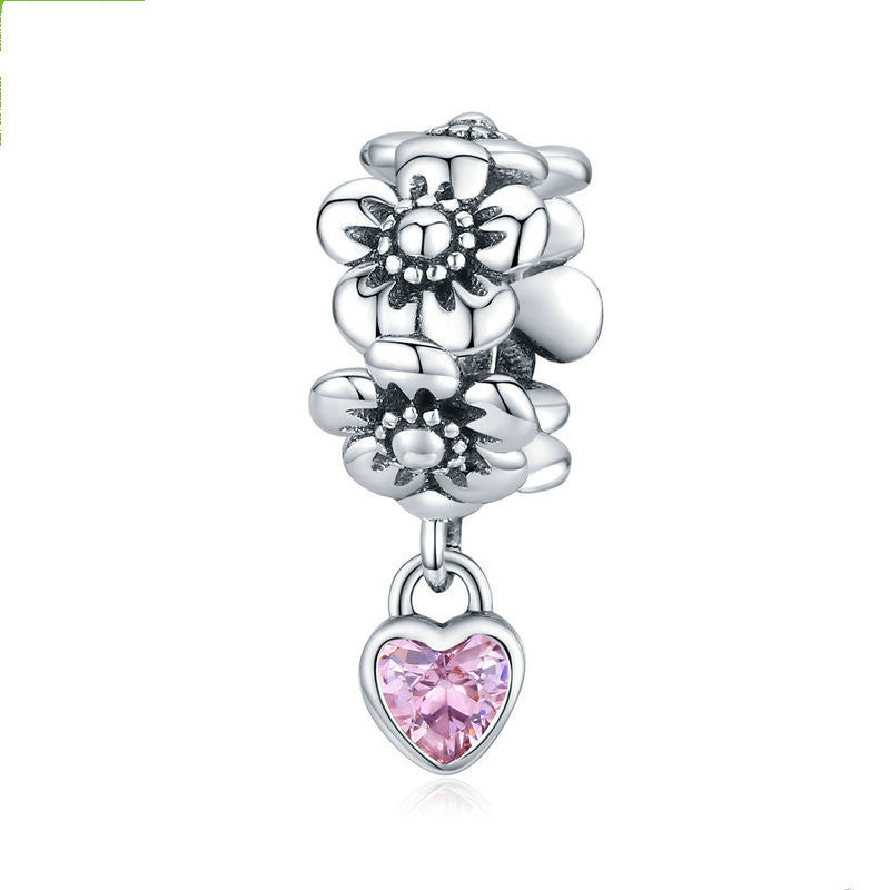 Beaded Bracelet Jewelry Accessories Pieces Pink Flowers S925 Silver Beads