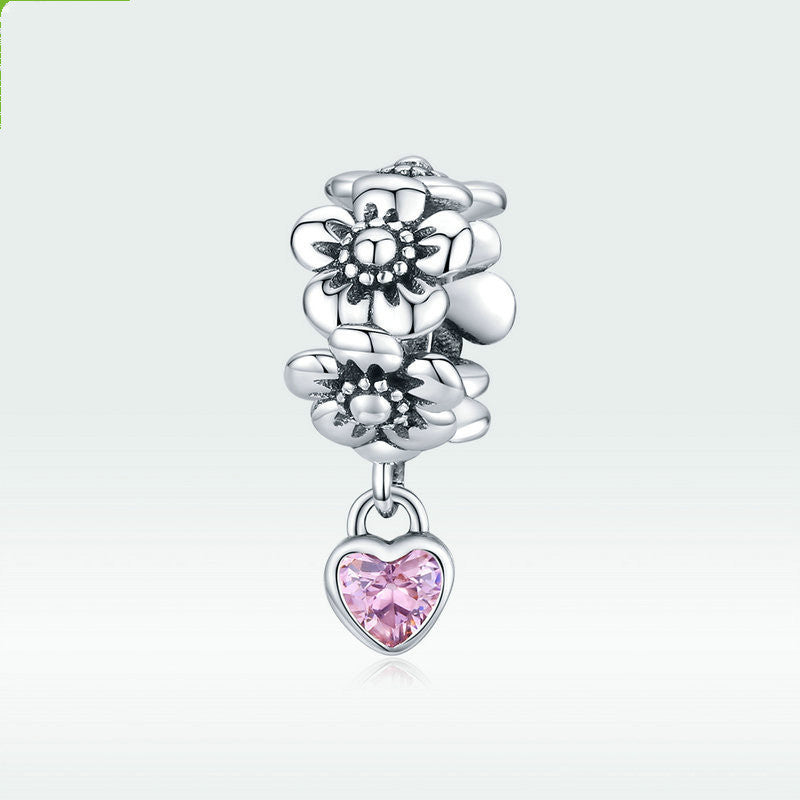 Beaded Bracelet Jewelry Accessories Pieces Pink Flowers S925 Silver Beads