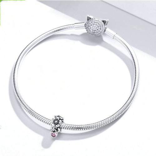 Beaded Bracelet Jewelry Accessories Pieces Pink Flowers S925 Silver Beads
