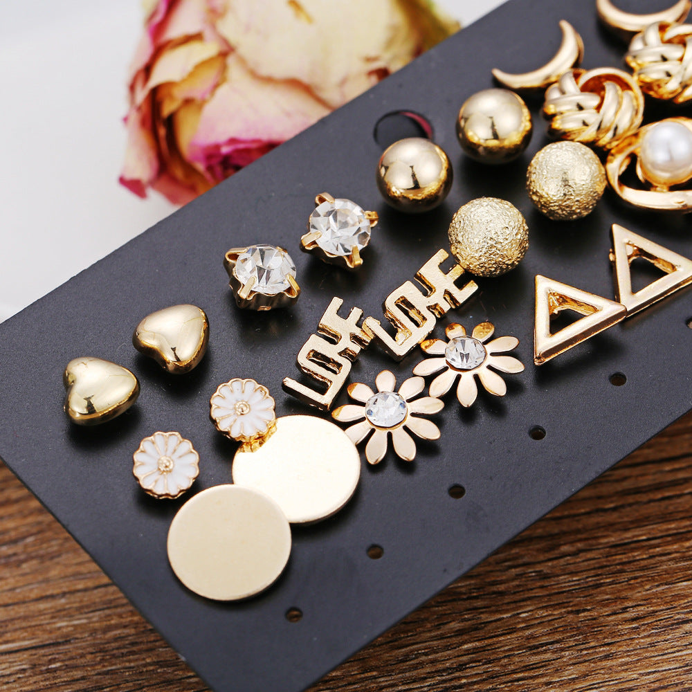 Fashion Flower Rhinestone Earrings Set