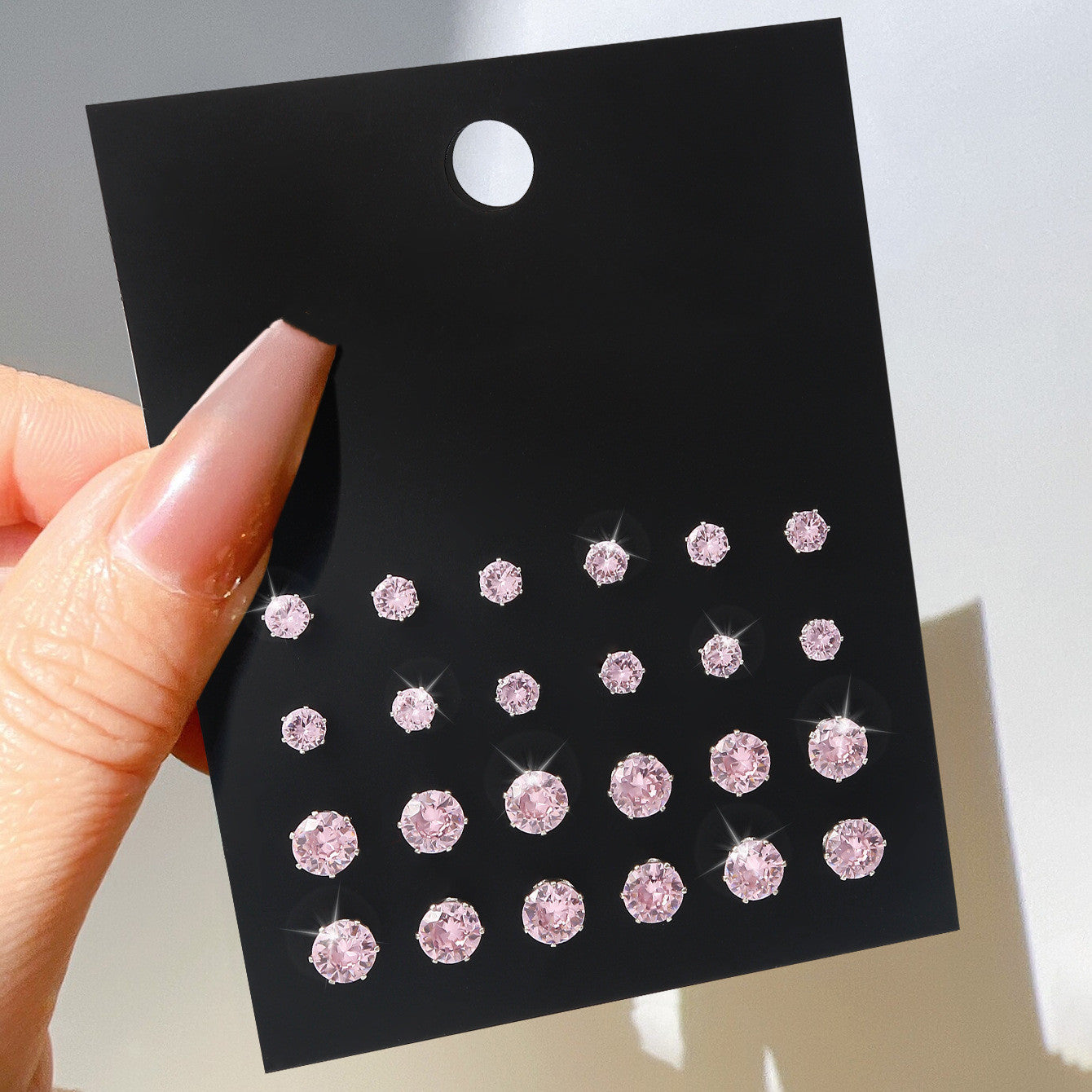 Pink Round Women's Earrings Set