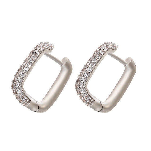 Gold And Silver Small Hoop Crystal Women's Rainbow Earrings Fashion Jewelry Batch