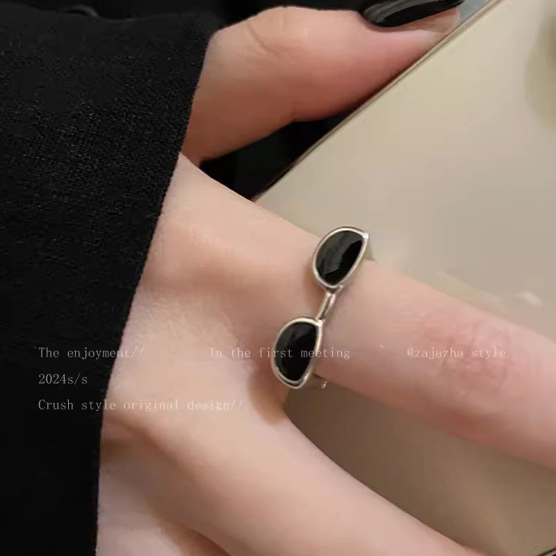 1PCS Ins Style Silver Zircon Ring For Women, Light Luxury Minimalist Design, Adjustable Open Band, Versatile Elegant Jewelry