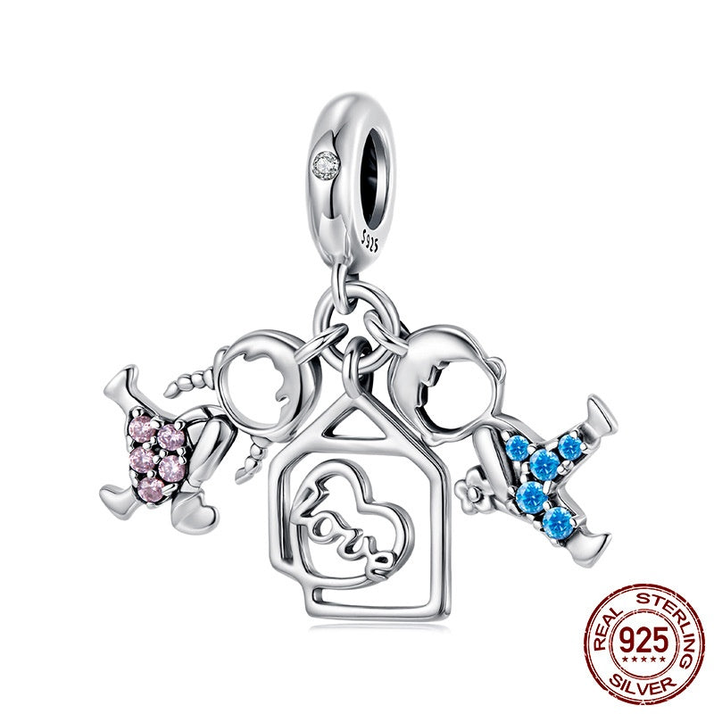 S925 Sterling Silver Boys And Girls Pendant Parts Diy Beaded Jewelry Accessories
