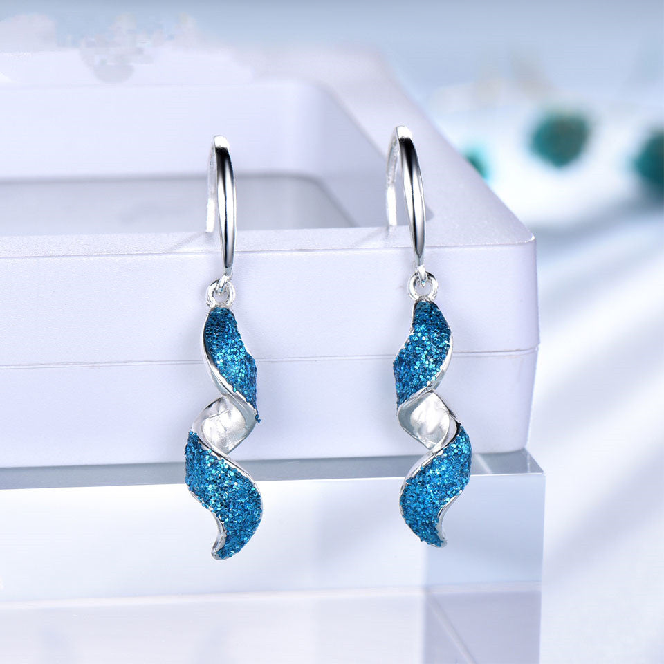 S925 Silver Gold Temperament Long Spiral Earrings