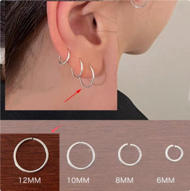 Vintage Glossy Geometry Round Circle Black Gold Silver Color Earrings for Women Kolczyki Damskie Hoop Earring Pendientes Mujer