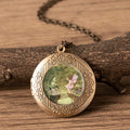 Vintage Cartoon Frog Angel Fairy Princess Glass Dome Photo Frame Locket Necklace