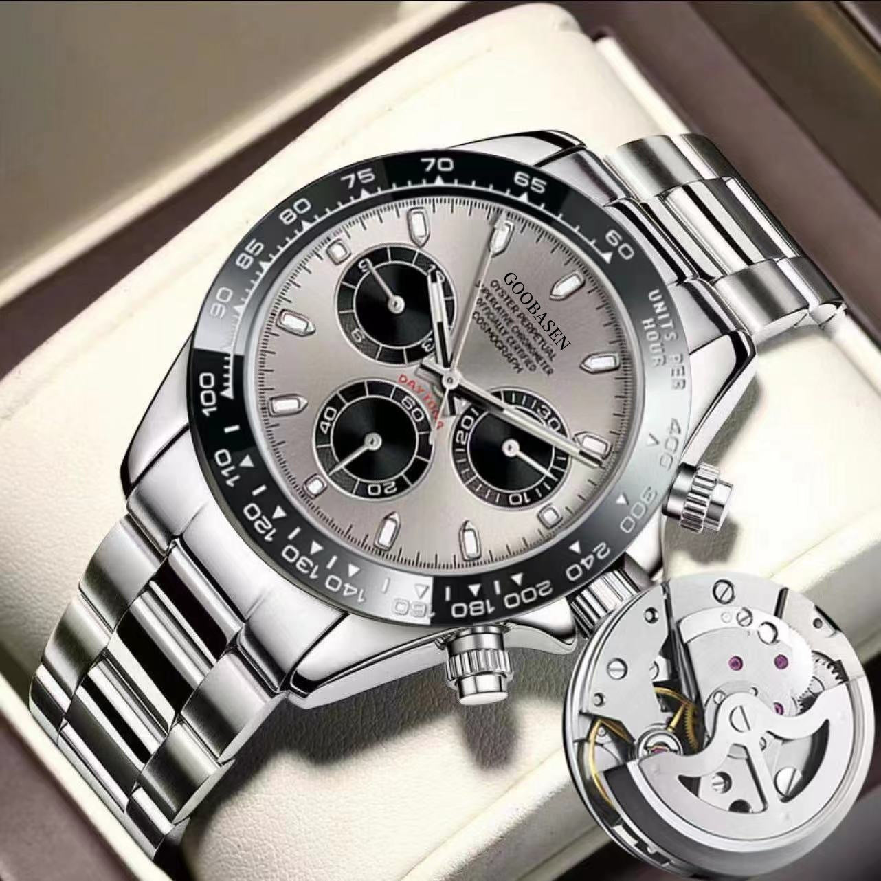 Mechanical-Style Mens Watch With Calenda Quartz Watch