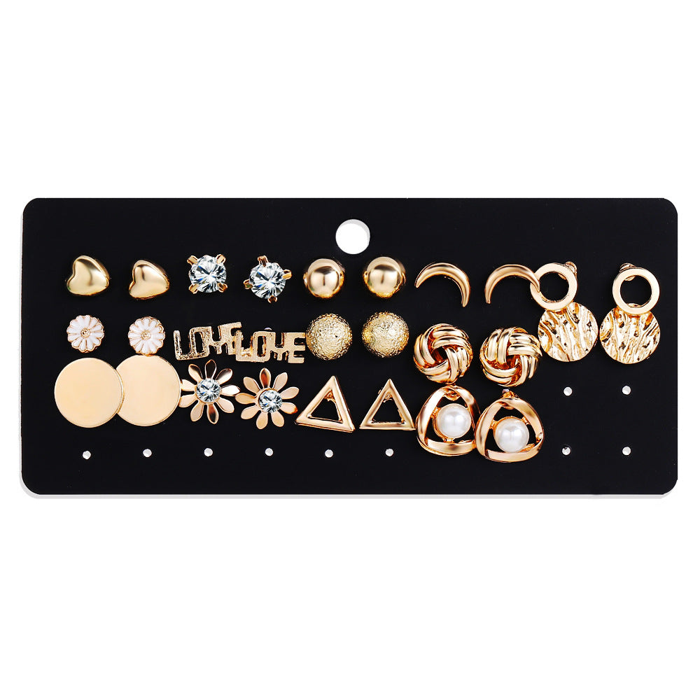 Fashion Flower Rhinestone Earrings Set