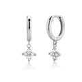 Sterling Silver Stone Rose Red White Stone Earrings Jewelry