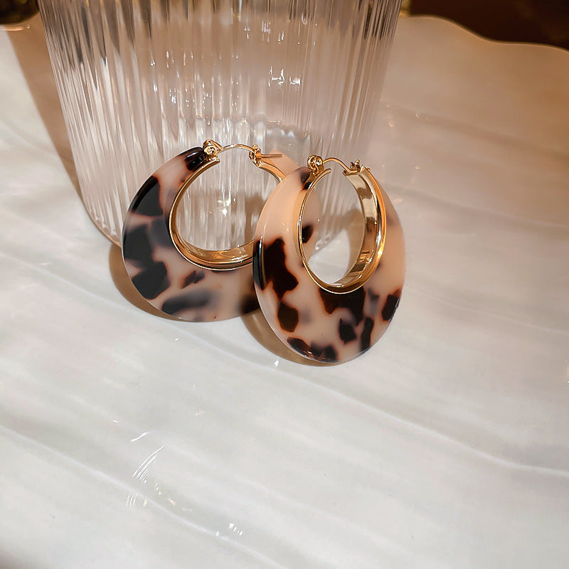 Real Gold Plating Silver Needle Leopard Print Earrings