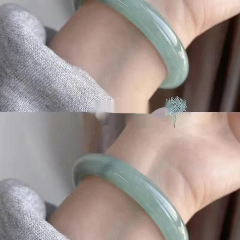 Ice-Translucent Lotus-Pink Quartzite Jade Round-Bar Noble Consort Jade Bracelet