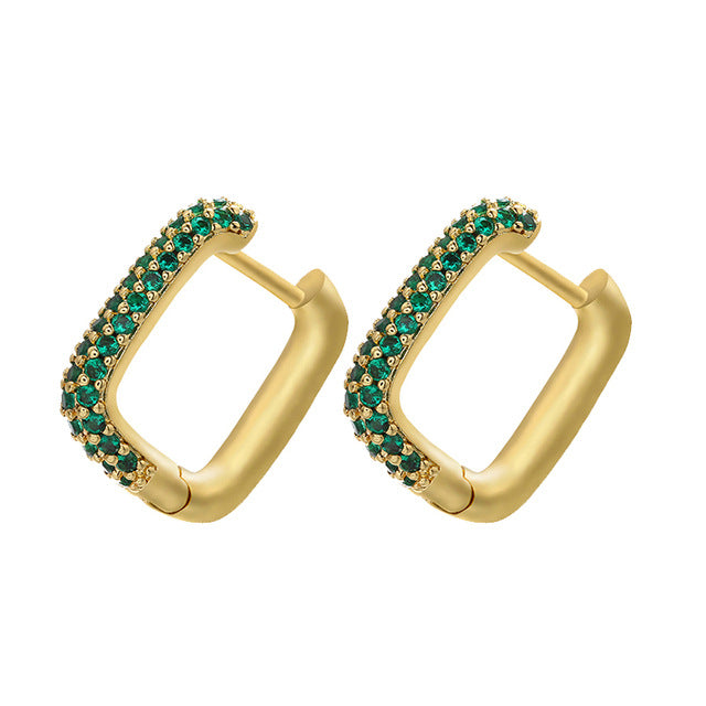 Gold And Silver Small Hoop Crystal Women's Rainbow Earrings Fashion Jewelry Batch