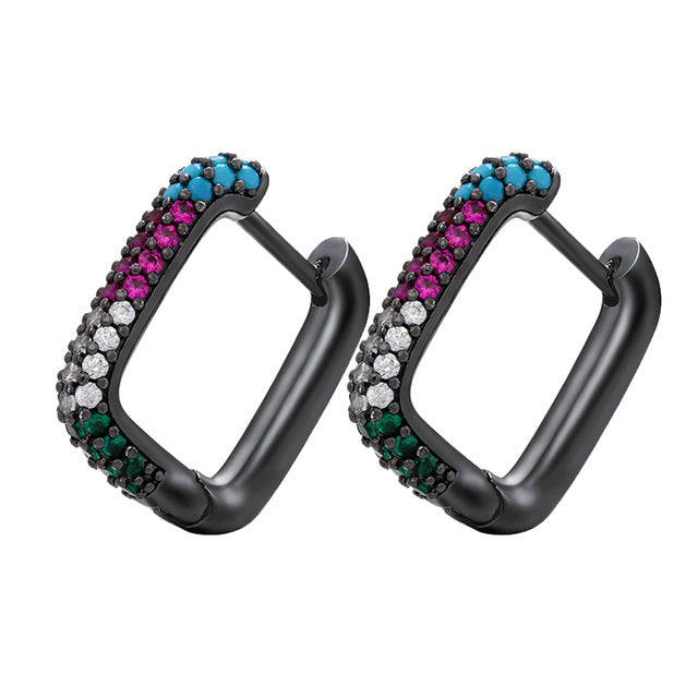 Gold And Silver Small Hoop Crystal Women's Rainbow Earrings Fashion Jewelry Batch