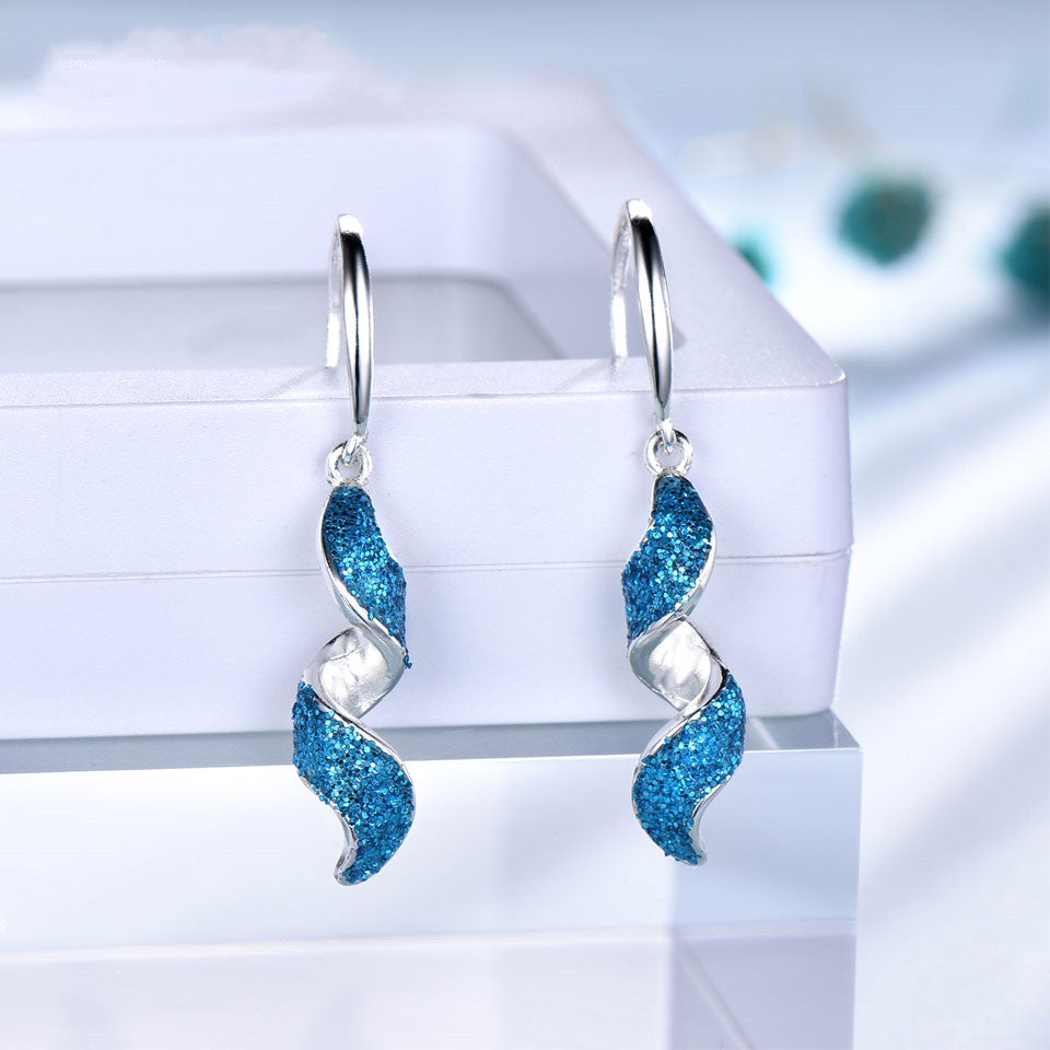 S925 Silver Gold Temperament Long Spiral Earrings