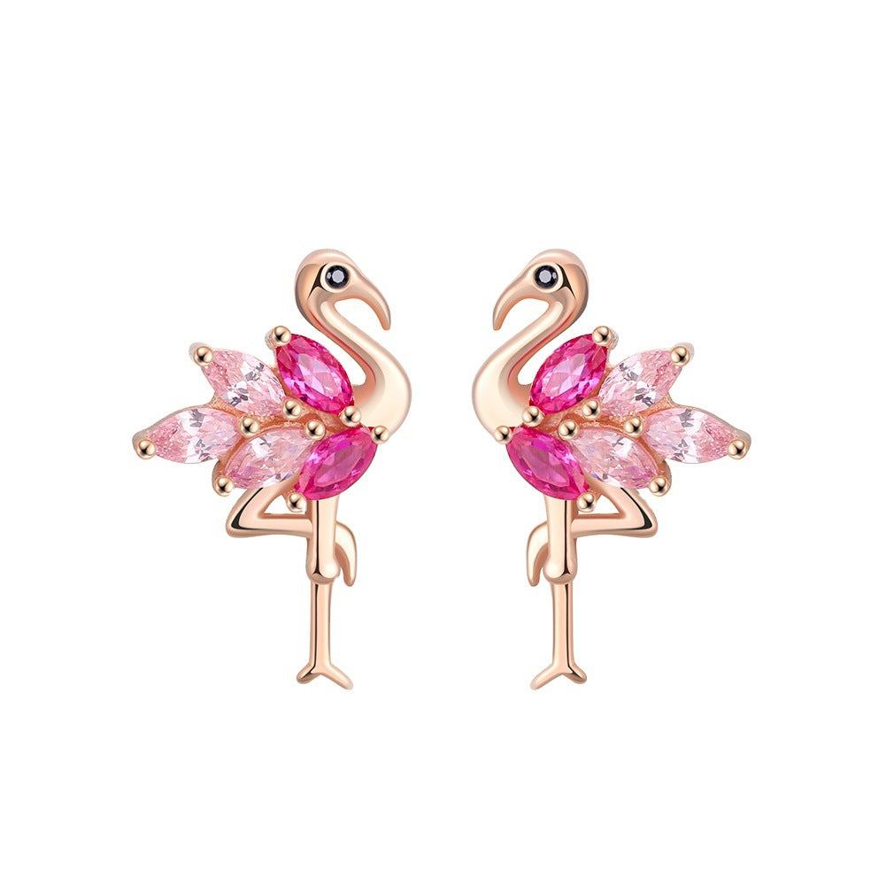 Sterling Silver Original Earrings Rose Gold Three-dimensional