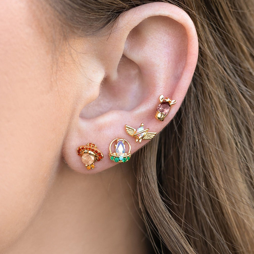 Fashion Personality Color Zircon Earrings Set