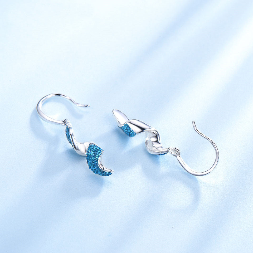 S925 Silver Gold Temperament Long Spiral Earrings