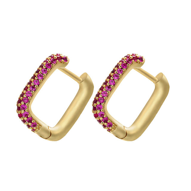 Gold And Silver Small Hoop Crystal Women's Rainbow Earrings Fashion Jewelry Batch
