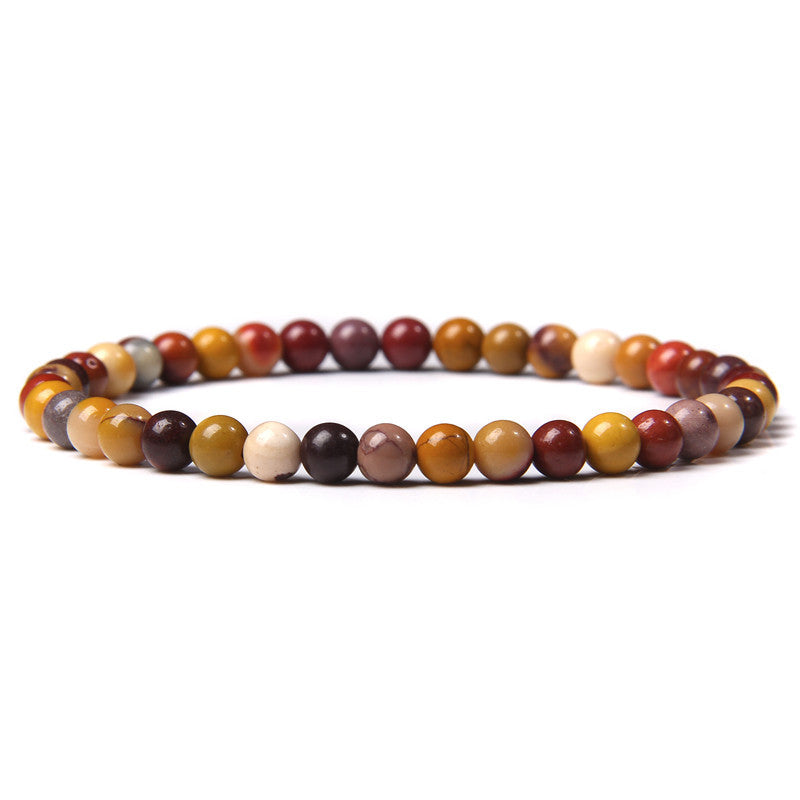 4mm Natural Agate Stone Beads Energy Charm Bracelet For Women