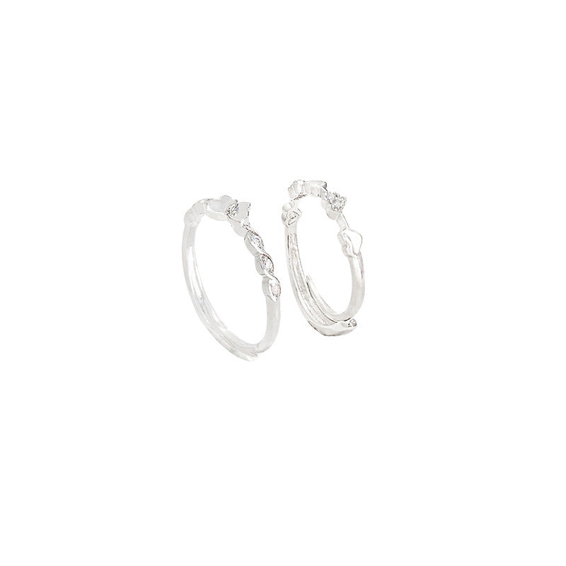 1PCS Ins Style Silver Zircon Ring For Women, Light Luxury Minimalist Design, Adjustable Open Band, Versatile Elegant Jewelry