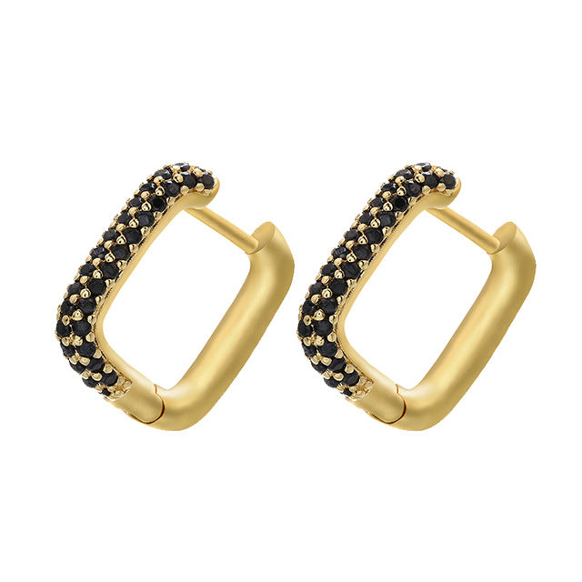 Gold And Silver Small Hoop Crystal Women's Rainbow Earrings Fashion Jewelry Batch