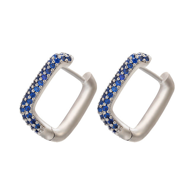 Gold And Silver Small Hoop Crystal Women's Rainbow Earrings Fashion Jewelry Batch