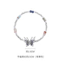 Fancy Butterfly Drop Oil Beaded Bracelet Stretch Jewelry For Women