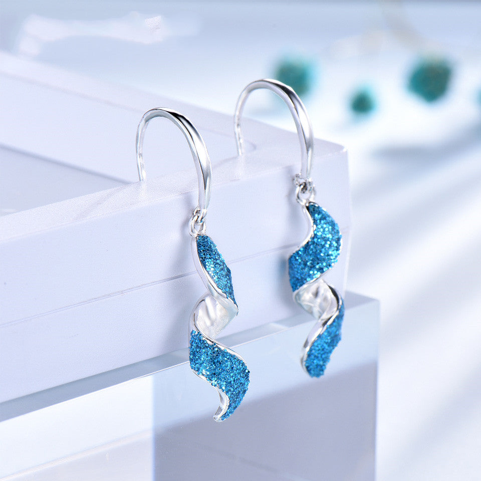 S925 Silver Gold Temperament Long Spiral Earrings