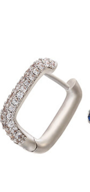 Gold And Silver Small Hoop Crystal Women's Rainbow Earrings Fashion Jewelry Batch