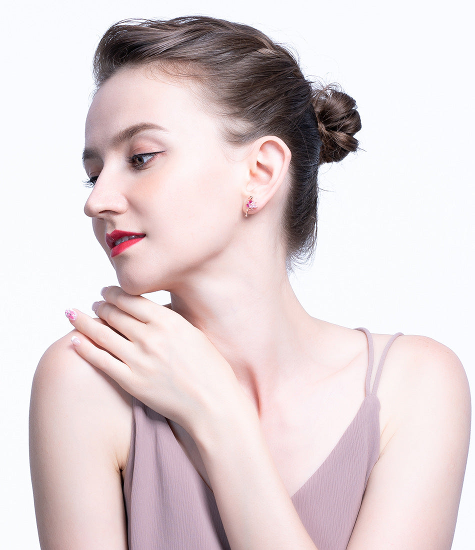 Sterling Silver Original Earrings Rose Gold Three-dimensional