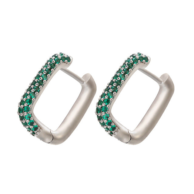 Gold And Silver Small Hoop Crystal Women's Rainbow Earrings Fashion Jewelry Batch