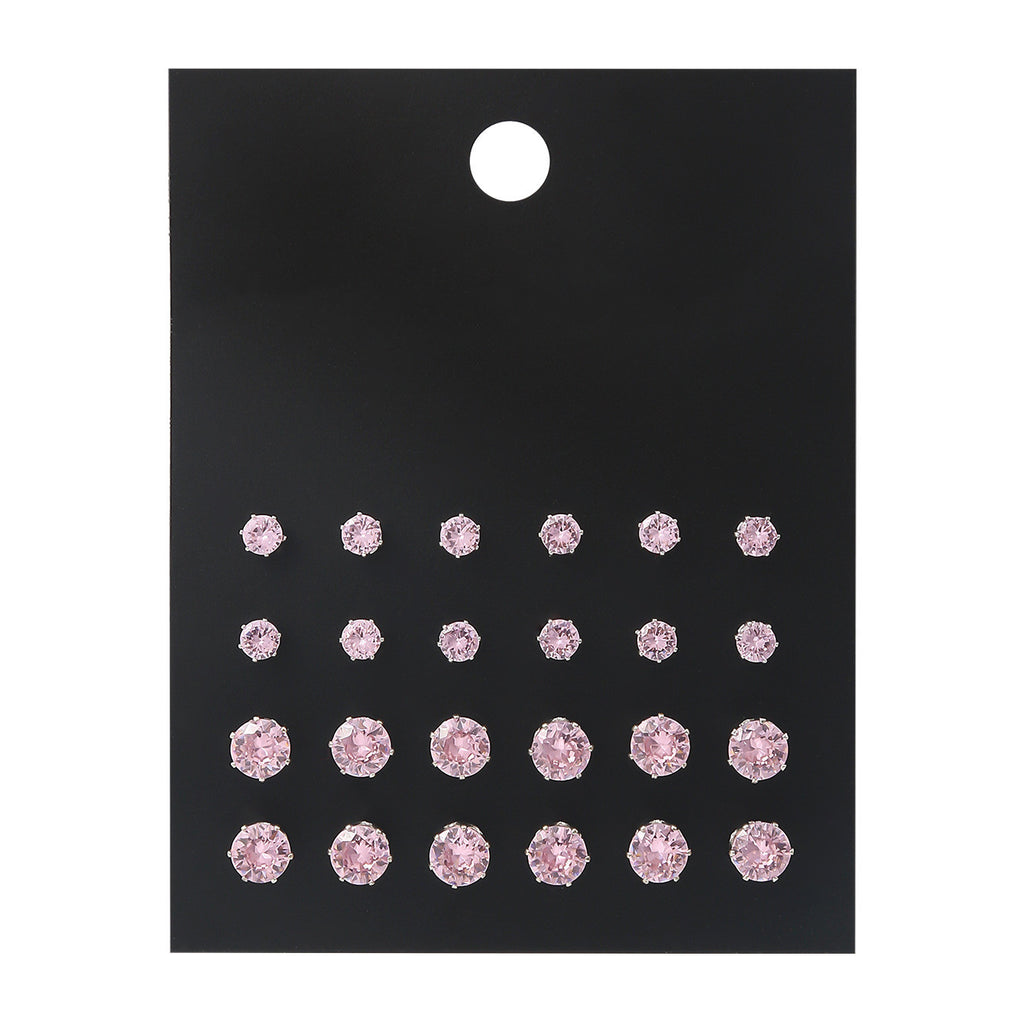Pink Round Women's Earrings Set
