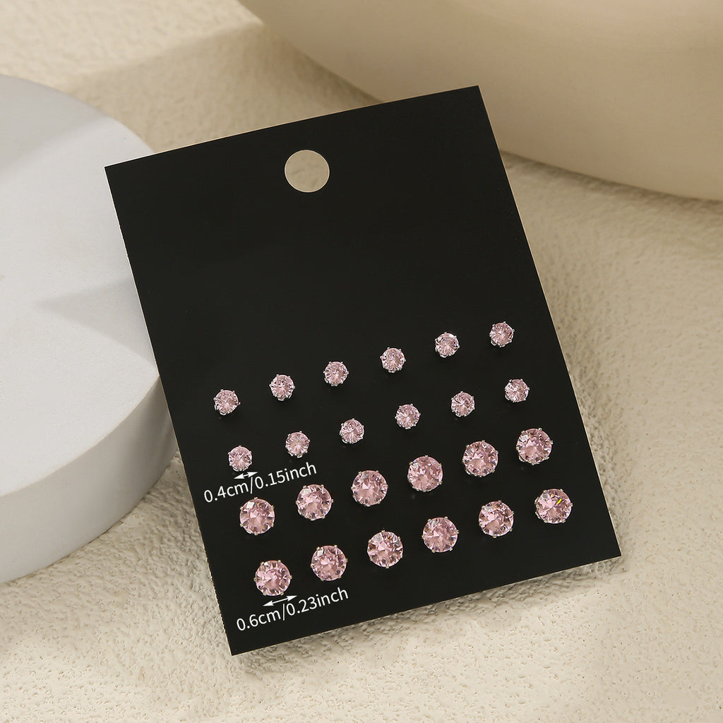 Pink Round Women's Earrings Set