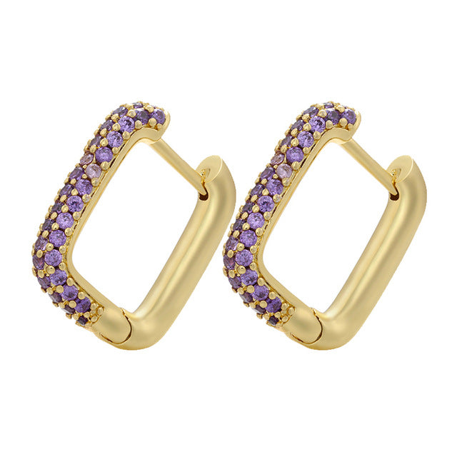 Gold And Silver Small Hoop Crystal Women's Rainbow Earrings Fashion Jewelry Batch
