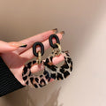 Real Gold Plating Silver Needle Leopard Print Earrings