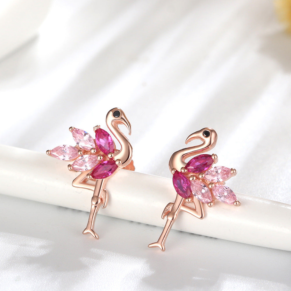 Sterling Silver Original Earrings Rose Gold Three-dimensional